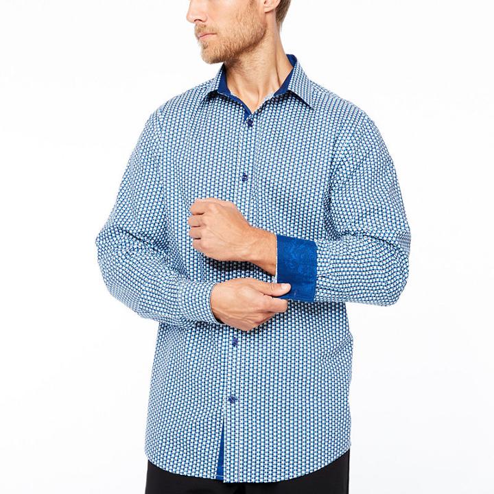 Claiborne Fun Shirts Long Sleeve Geometric Button-front Shirt