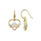 Heart-shaped Lab-created Opal And Diamond-accent Claddagh Earrings