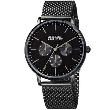 August Steiner Mens Black Strap Watch-as-8255bk