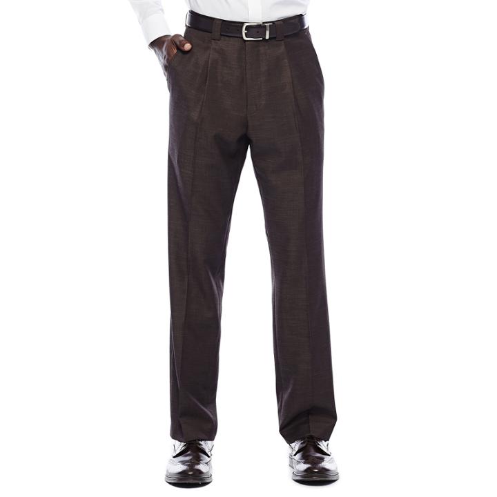 Steve Harvey Brown Shantung Pleated Pants