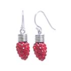 Sparkle Allure Red Silver Over Brass Drop Earrings