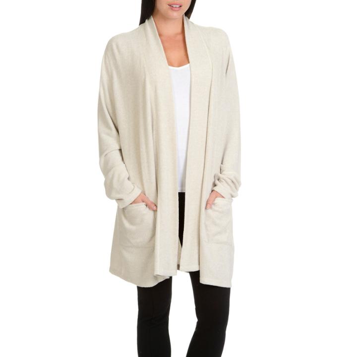 Larry Levine Long Sleeve French Terry Fleece Drape Cardigan