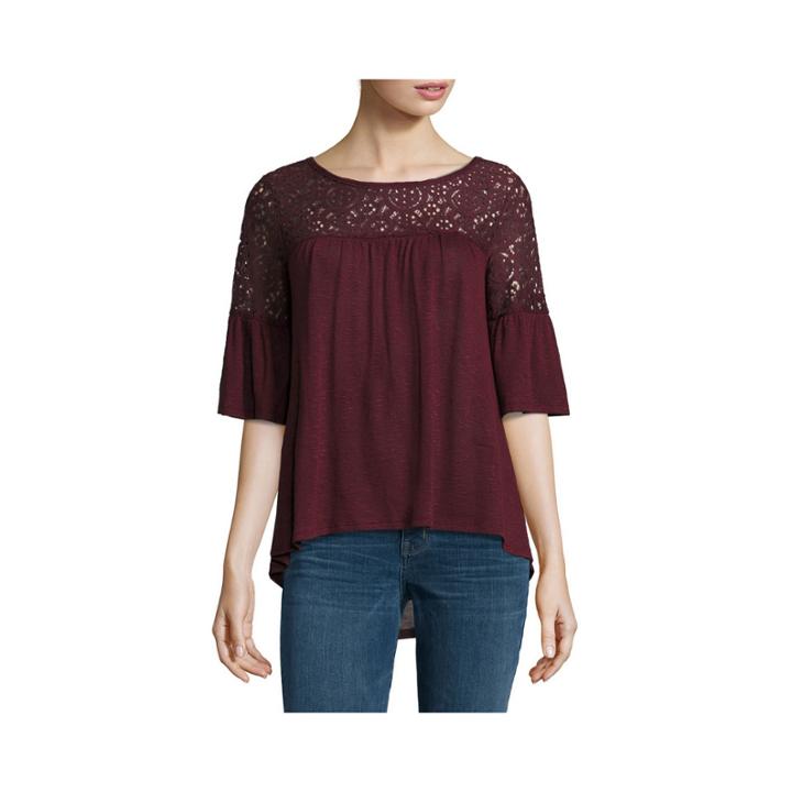 A.n.a Lace Knit Bell Sleeve