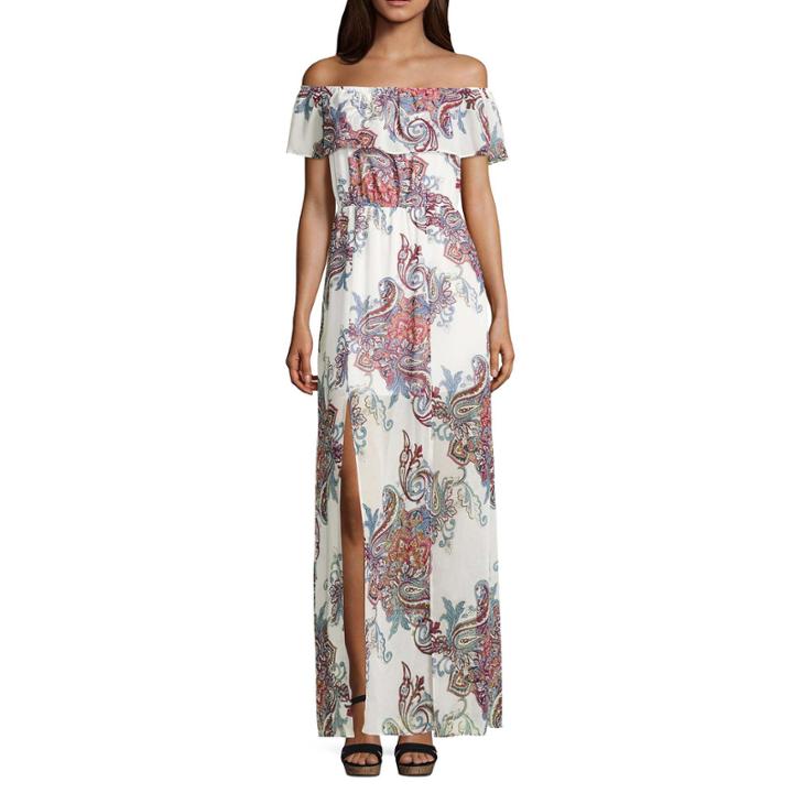 My Michelle Short Sleeve Floral Maxi Dress-juniors