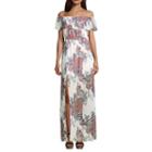 My Michelle Short Sleeve Floral Maxi Dress-juniors