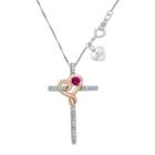 Hallmark Diamonds Womens Lab Created Red Ruby Cross Pendant Necklace