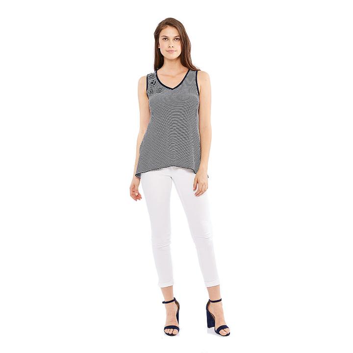 Skyes The Limit St. Barths Stripe Floral Trim Sweater Tank- Plus