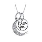 Crystal Sterling Silver I Love You To The Moon And Back Pendant Necklace