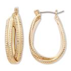 Liz Claiborne Gold-tone Textured Twisted Hoop Earrings