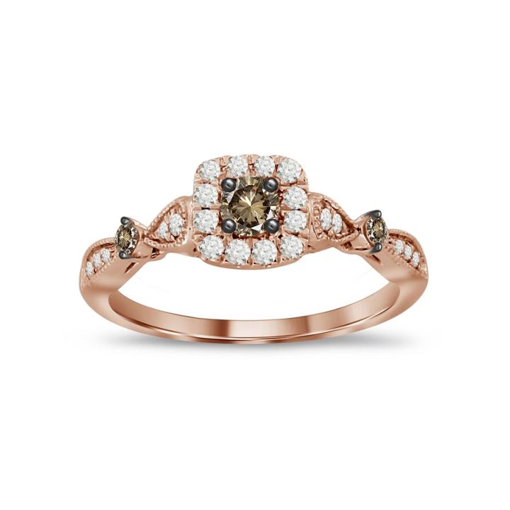 Womens 1/2 Ct. T.w. Genuine White Diamond 10k Gold Halo Ring