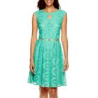 London Times Sleeveless Lace Fit-and-flare Dress