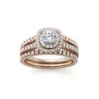 Modern Bride Signature 1 Ct. T.w. Certified Diamond 14k Rose Gold Bridal Ring Set