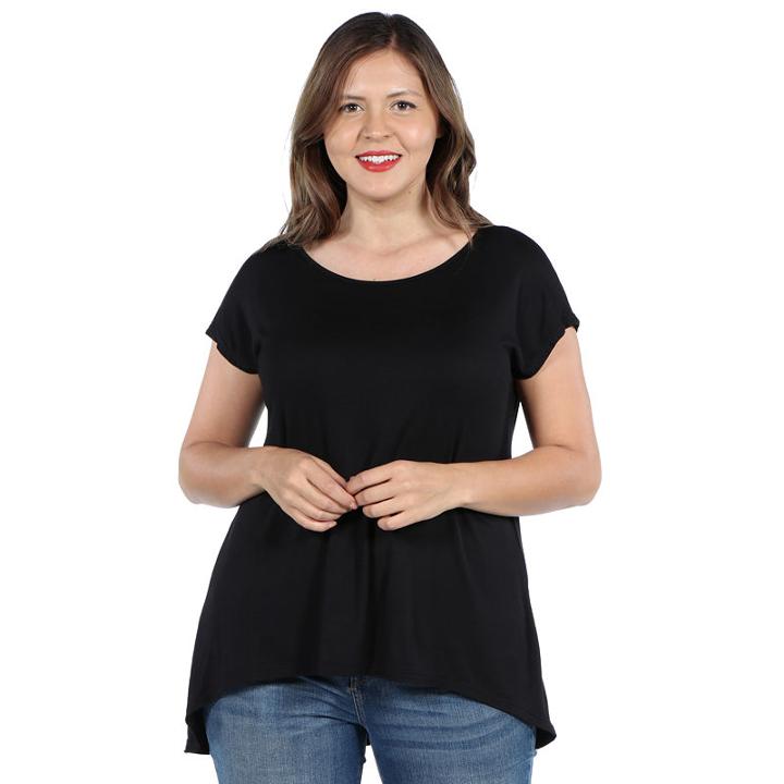 24seven Comfort Apparel Skyler Hi Lo Tunic Top - Plus