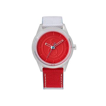 Q & Q Smilesolar White/red Sport Strap Watch