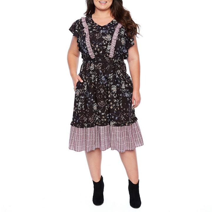 A.n.a Short Sleeve Pattern Maxi Dress - Plus