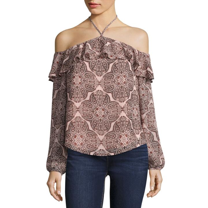 Belle + Sky Halter Long Sleeve Ruffle Top