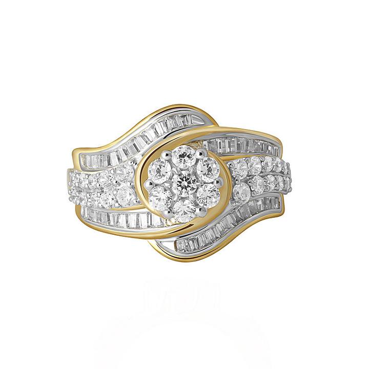 Diamond Blossom Womens 1 1/4 Ct. T.w. Genuine Diamond White 10k Gold Cocktail Ring