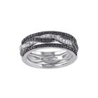 1/10 Ct. T.w. White And Color-enhanced Black Diamond Black Two-tone Sterling Silver 3-pc. Ring Set
