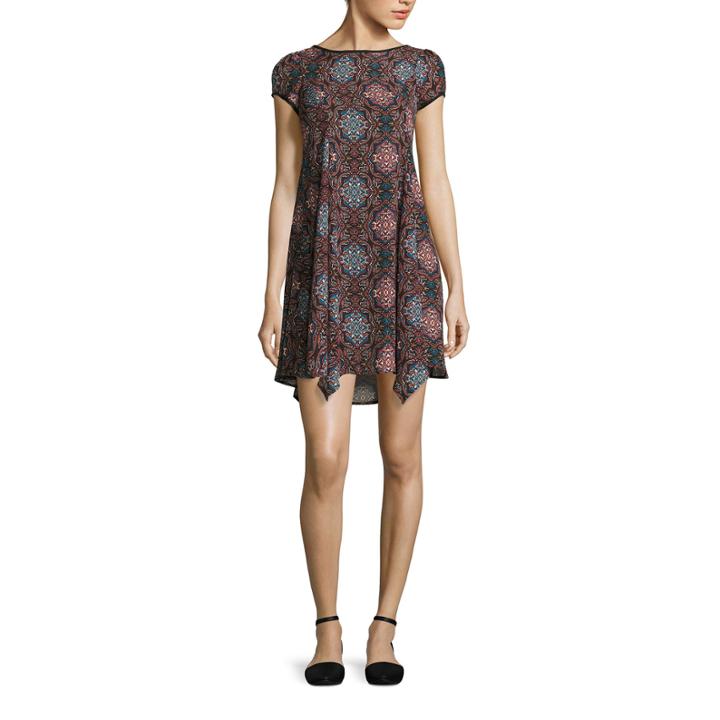 Trixxi Short Sleeve Skater Dress-juniors