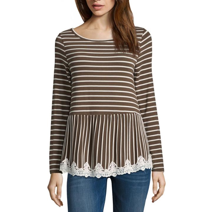 Wallflower Long Sleeve Peplum Top Juniors