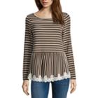 Wallflower Long Sleeve Peplum Top Juniors