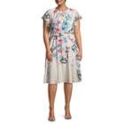 Danny & Nicole Short Sleeve Floral Fit & Flare Dress-plus