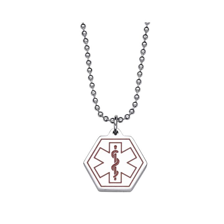 Personalized Medical Id Hexagon Pendant Necklace
