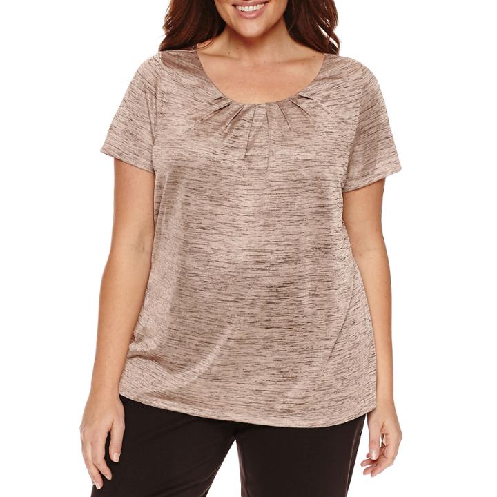Worthington Short Sleeve Scoop Neck T-shirt-womens Plus