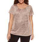 Worthington Short Sleeve Scoop Neck T-shirt-womens Plus