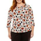 Liz Claiborne 3/4 Sleeve Blouse With Metal Trim- Plus