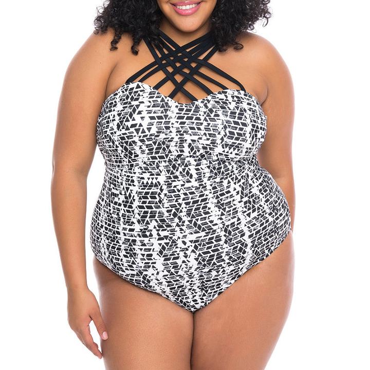 Boutique + Abstract One Piece Swimsuit Plus