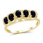 Womens Color Enhanced Blue Sapphire Gold Over Silver Side Stone Ring
