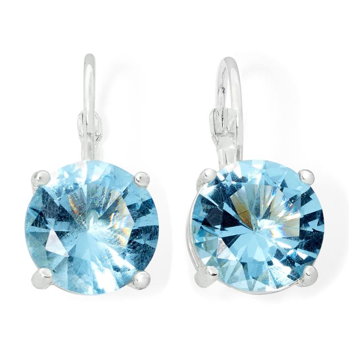 Monet Silver-tone Blue Crystal Drop Earrings