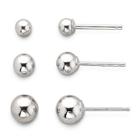 Stud Set, 14k White Gold 3 Pair