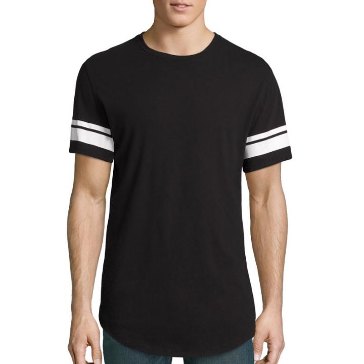 Jf J. Ferrar Short-sleeve Black And White Elongated Cotton Tee
