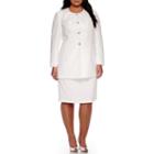 Isabella 3/4-sleeve Button-front Coat Skirt Suit - Plus