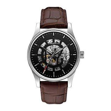 Caravelle New York Mens Stainless Steel Skeleton Automatic Watch