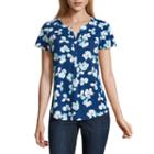 Liz Claiborne Flutter-sleeve Floral Knit Top - Misses
