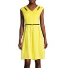 Studio 1 Sleeveless Solid Belted Fit-and-flare Dress