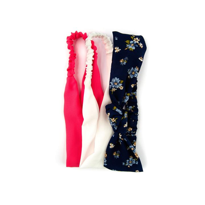 Carole 3-pk. Solid & Print Silky Gauze Fabric Headbands