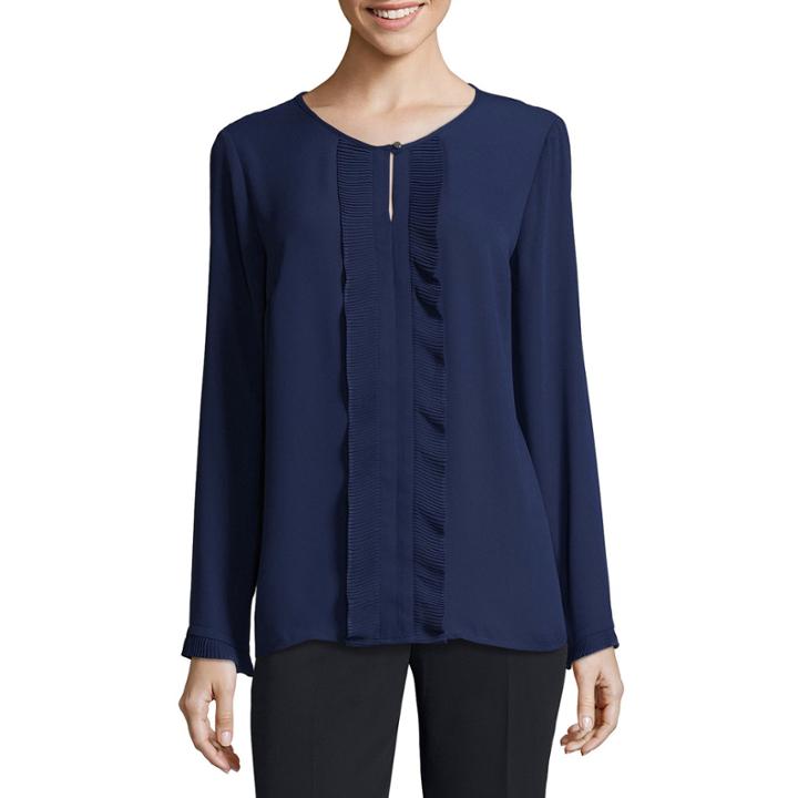 Liz Claiborne Long Sleeve Pleated Woven Blouse