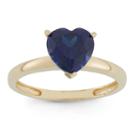 Womens Sapphire Blue 10k Gold Heart Cocktail Ring
