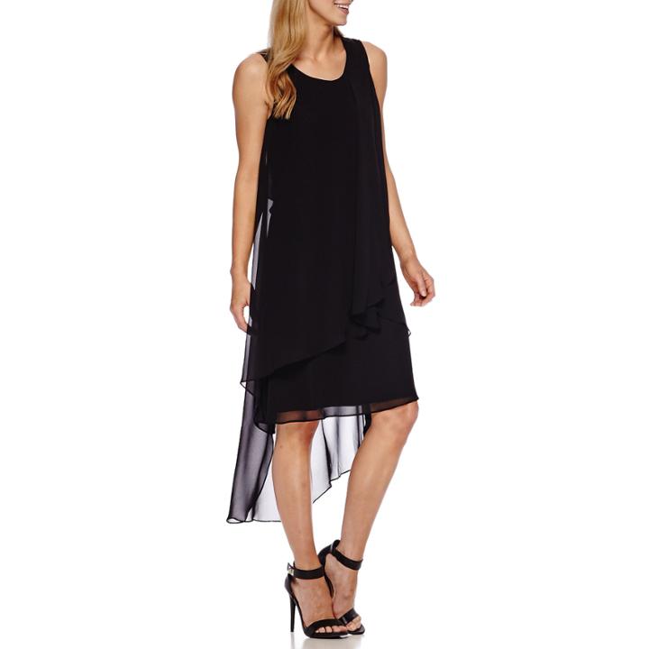 Sharagano Sleeveless Chiffon Tier High-low Shift Dress