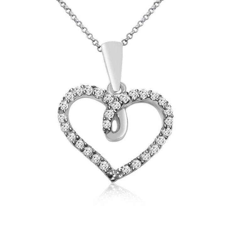 Womens 1/7 Ct. T.w. Genuine White Diamond Heart Pendant Necklace