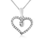 Womens 1/7 Ct. T.w. Genuine White Diamond Heart Pendant Necklace