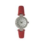 Olivia Pratt Womens Rhinestone Bezel Petite Red Leather Watch 14829
