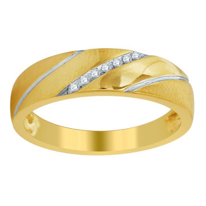 Mens Accent Genuine White Diamond 10k Gold Wedding Band