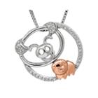 1/10 Ct. T.w. Diamond Sterling Silver With 10k Rose Gold Pig Pendant Necklace