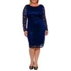 Blu Sage Long Sleeve Sequin Lace Sheath Dress - Plus