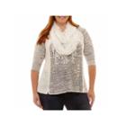 Unity World Wear 3/4 Sleeve Sweater With Scarf-plus